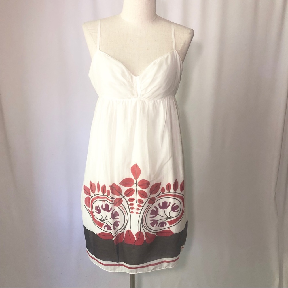 MSSP L white border print spaghetti strap sundress
